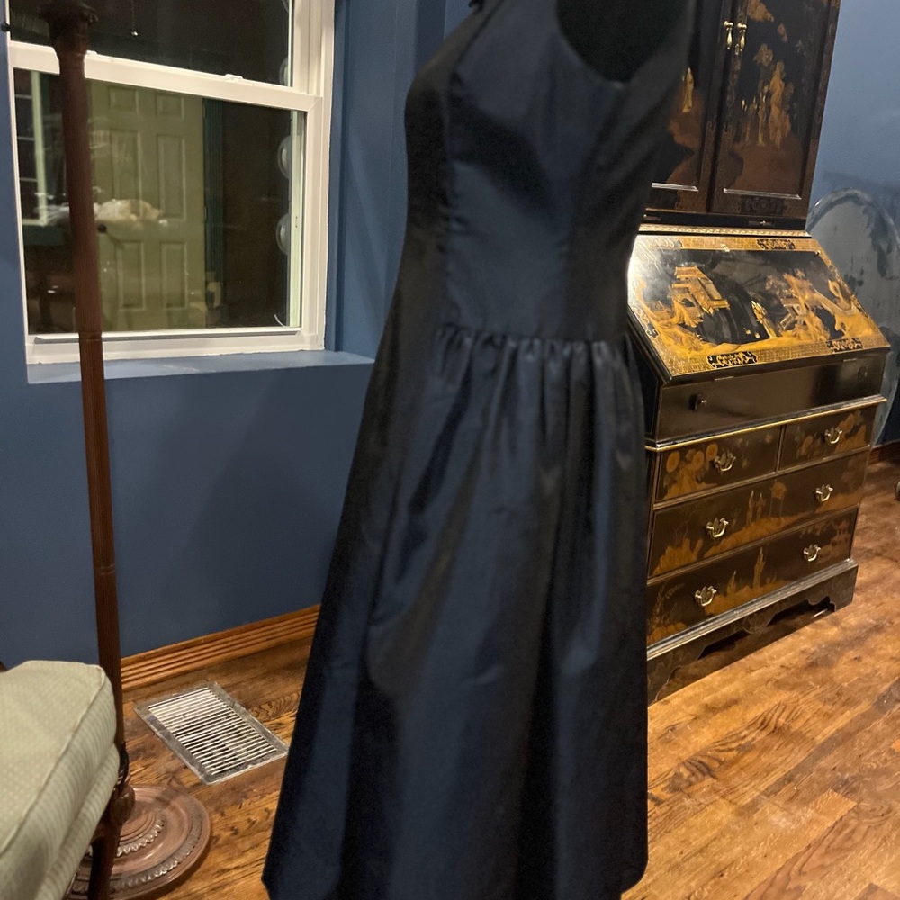 Vintage Classic Navy Fit-and-Flare Dress with Cowl Neck. Very Audrey Hepburn 6 - Picture 3 of 7